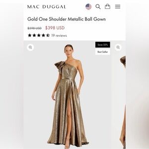 Mac Duggal Gold Elegant Gown